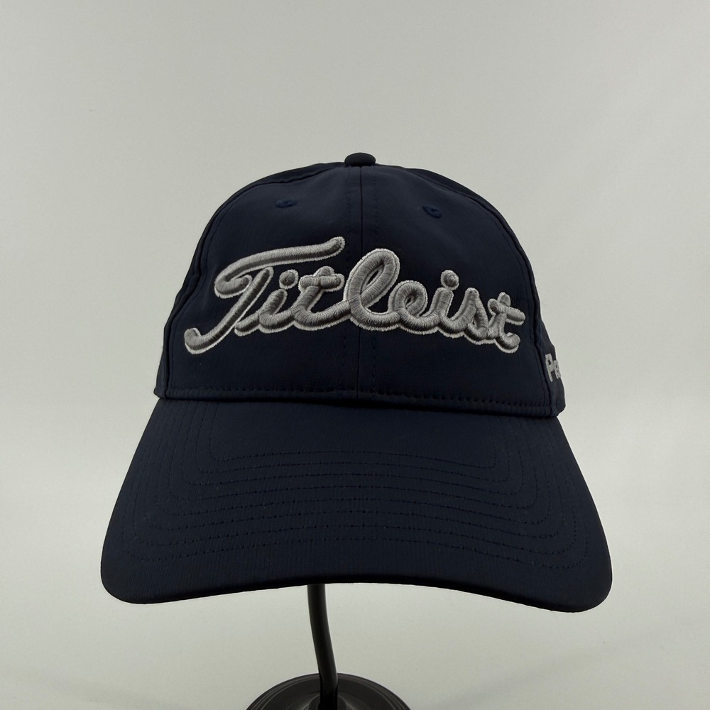 Titleist Hat Mens OSFA Navy Blue Solid Polyester Spandex Pro V1 FJ Logo